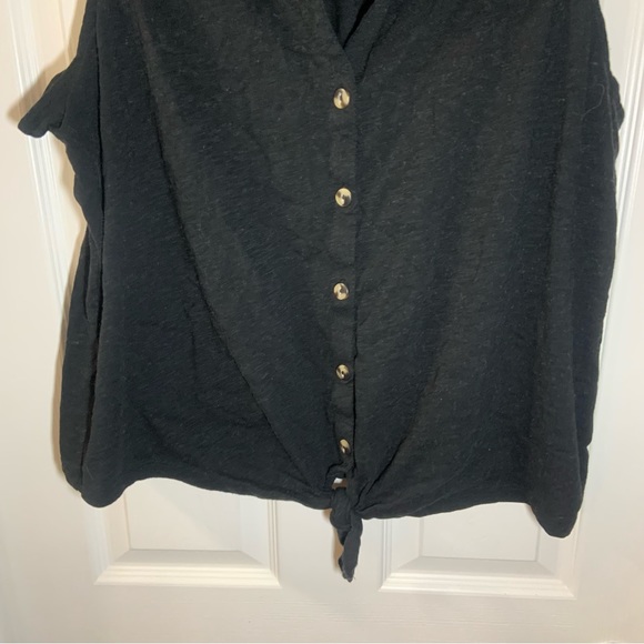 Time & Tru Black Collared Sleeveless Button Front Tie Knot Blouse XXL - Picture 5 of 8
